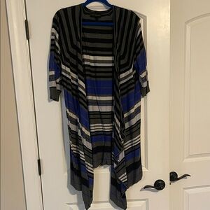 Lane Bryant Striped Cardigan - Black, Gray, Blue 26/28